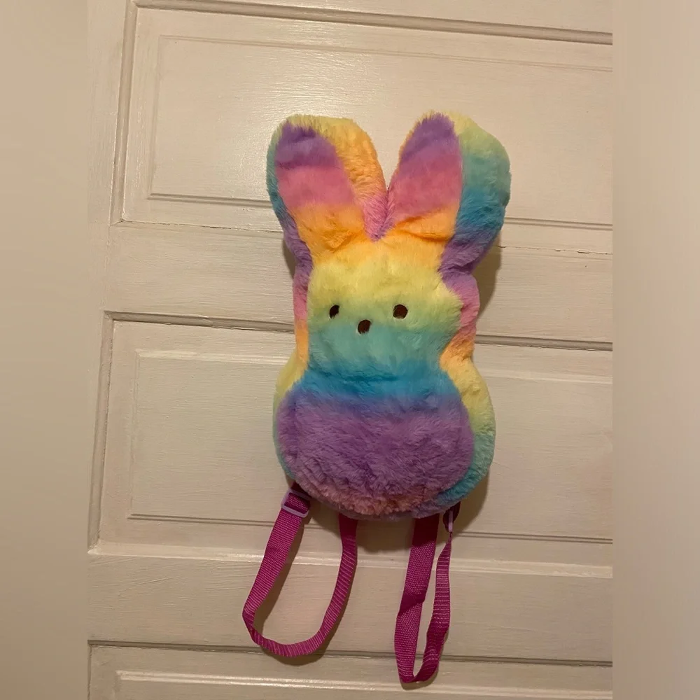 Peeps Zipper backpack Adorable Purple and Pink Stuffed Bunny Plush - Picture 12 of 14